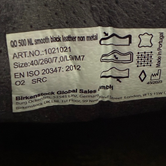 Birkenstock QO 500 Smooth Black Leather Sneaker Work Shoe Non Metal L9 M7 - Picture 9 of 12